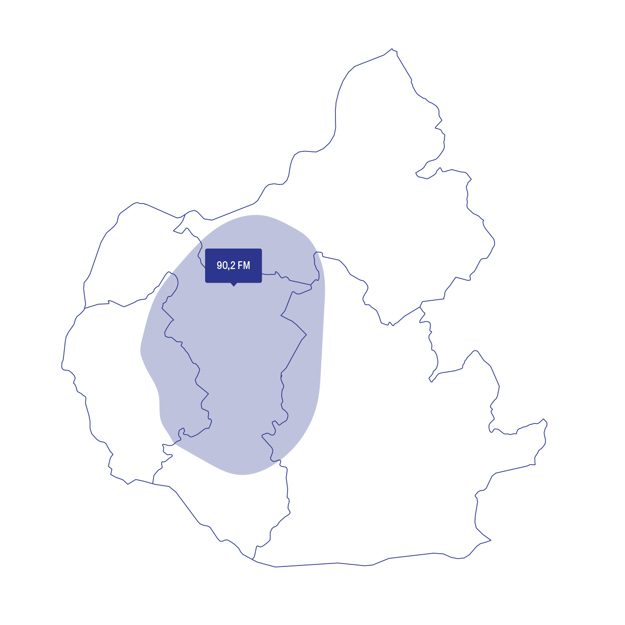 Mapa pokrytia Tichého rádia.